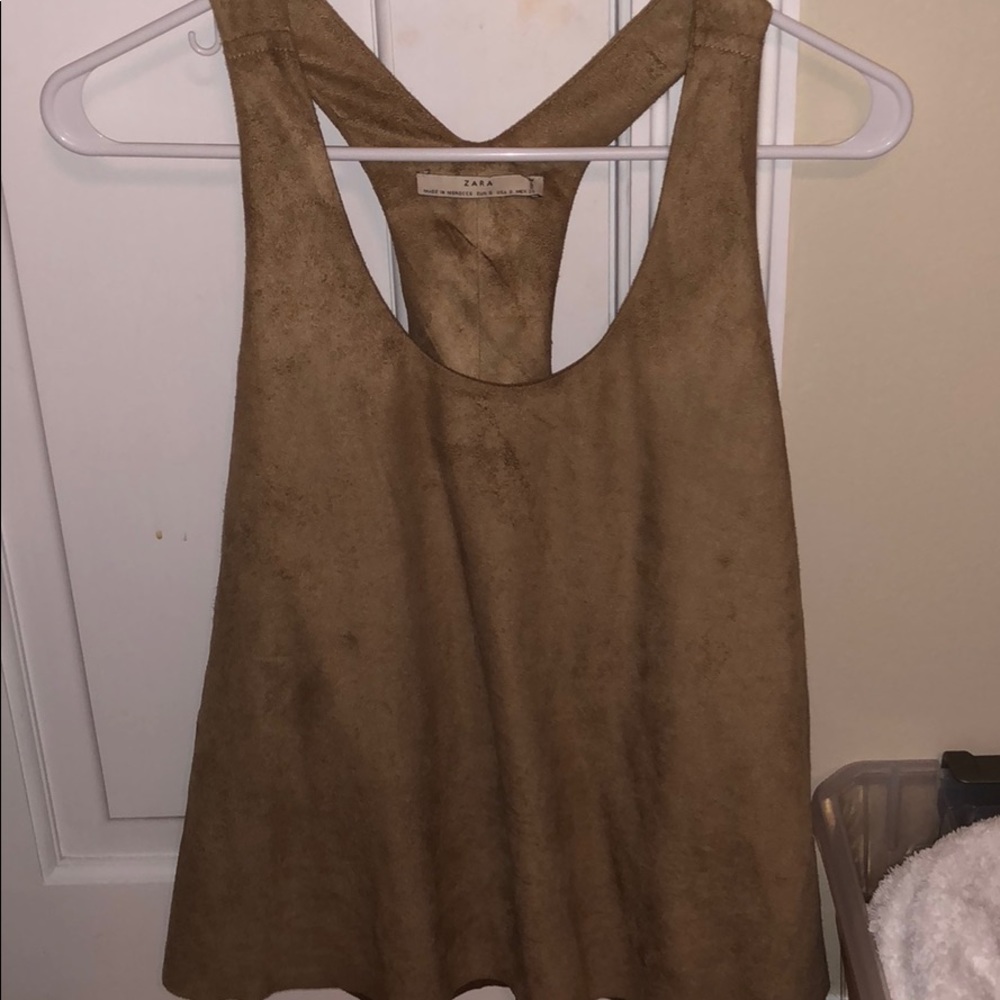 ZARA. Brown suede tank